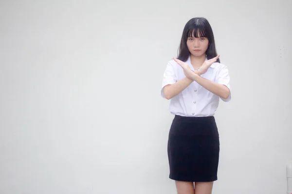 Thai Volwassen Student Universiteit Uniform Mooi Meisje Stop — Stockfoto