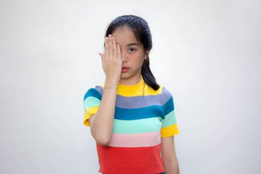 Asia Thai gençlik tişörtü güzel kız gözleri kapalı