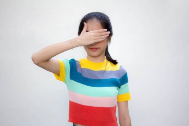 Asia Thai gençlik tişörtü güzel kız gözleri kapalı