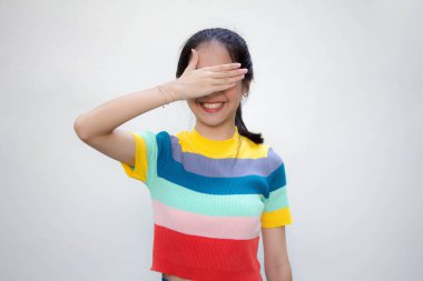 Asia Thai gençlik tişörtü güzel kız gözleri kapalı