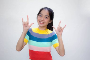 Asia Thai gençlik tişörtü güzel kız seni seviyor