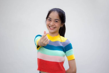 Asia Thai gençlik tişörtü güzel kız kalbini verir