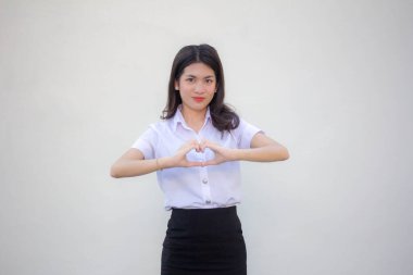 Taylandlı yetişkin öğrenci üniforması. Güzel kalp ver.