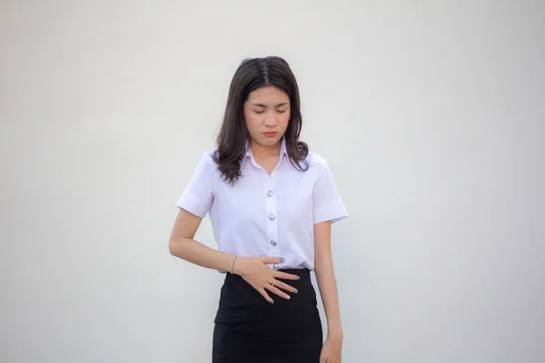 Thajský Dospělý Student Univerzita Uniforma Krásný Dívka Žaludek — Stock fotografie