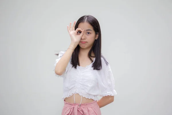 Asia Thai Remaja Shirt Putih Gadis Cantik — Stok Foto