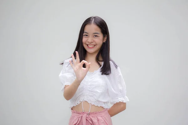 Azië Thai Tiener Wit Shirt Mooi Meisje — Stockfoto
