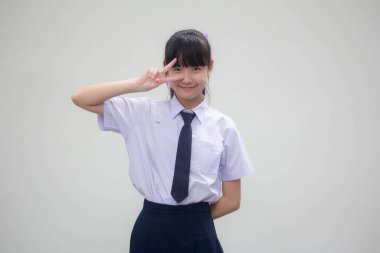 Tayland ortaokul üniforması portresi Güzel kız zaferi