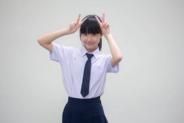 Tayland ortaokul üniforması portresi Güzel kız zaferi