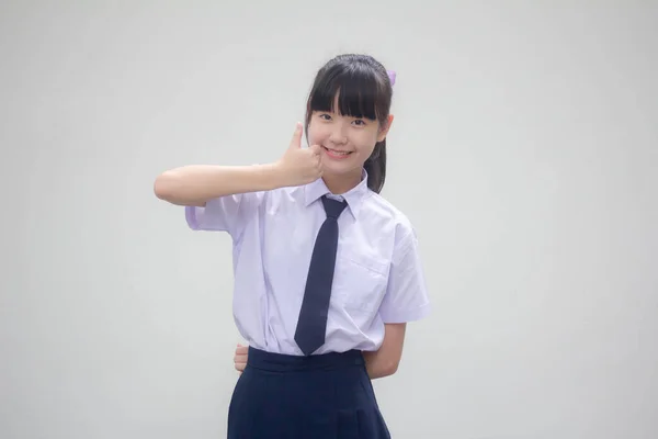 Portret Van Thai Junior Middelbare School Student Uniform Mooi Meisje — Stockfoto