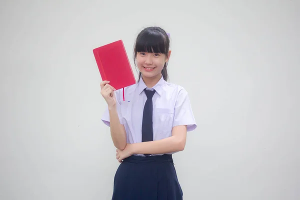 Azië Thai Junior Middelbare School Student Uniform Mooi Meisje Tonen — Stockfoto