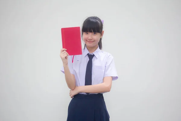아시아 고등학생 유니폼을 아름다운 소녀가 있습니다 — 스톡 사진