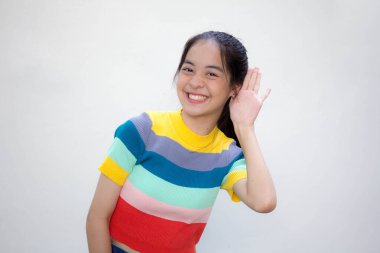 Asia Thai gençlik tişörtü güzel kız dinle