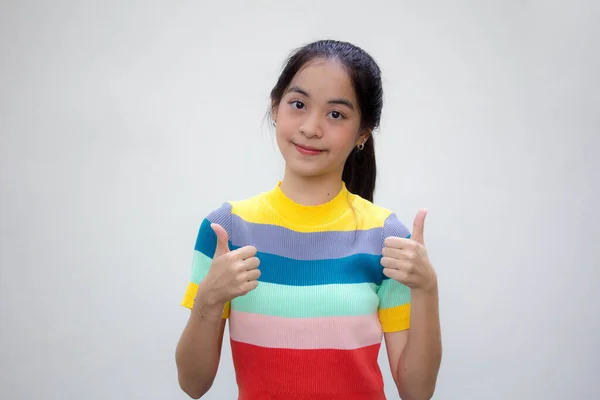 Asiático Tailandés Adolescente Color Camiseta Hermosa Chica Como —  Fotos de Stock