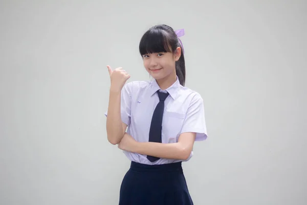 Portret Van Thai Junior Middelbare School Student Uniform Mooi Meisje — Stockfoto