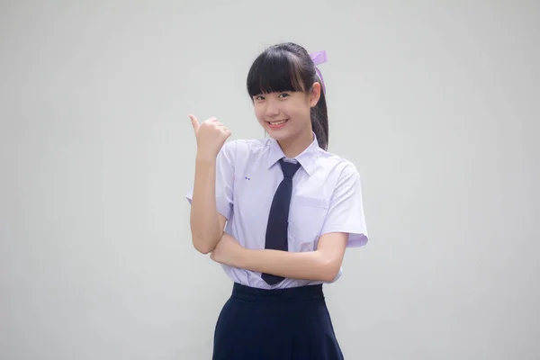 Portret Van Thai Junior Middelbare School Student Uniform Mooi Meisje — Stockfoto