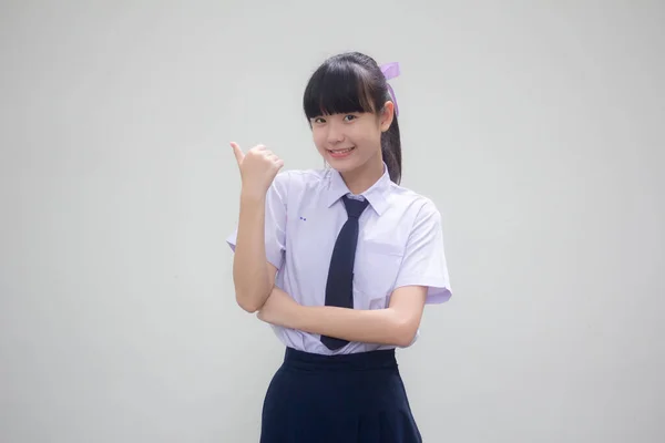 Portret Van Thai Junior Middelbare School Student Uniform Mooi Meisje — Stockfoto