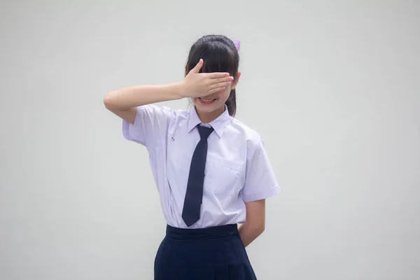 Portret Van Thai Junior Middelbare School Student Uniform Mooi Meisje — Stockfoto