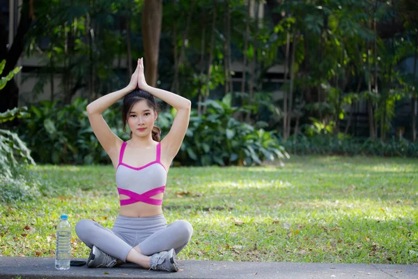 Erwachsene Asiatisch Thai Hübsch Mädchen Sportswear Übung — Stockfoto