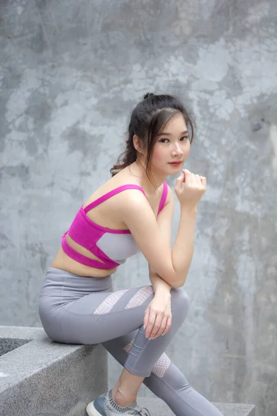 Взрослый Азия Тай Красивая Девушка Спортивной Одежде — стоковое фото