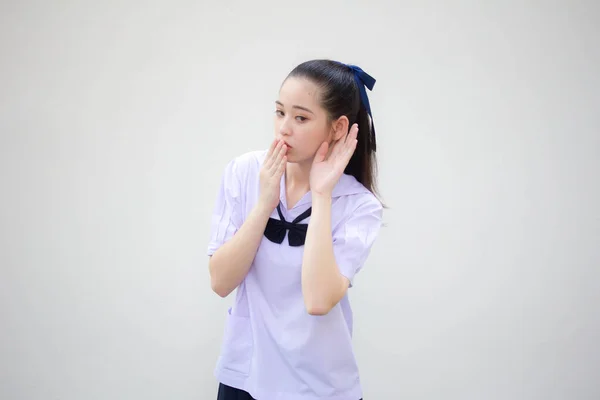 asia thai Junior high school student uniform beautiful girl listen