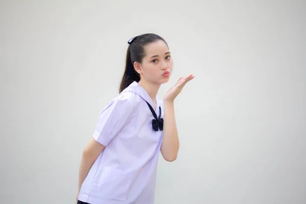 Ásia Tailandês Júnior Estudante Ensino Médio Uniforme Bela Menina Enviar — Fotografia de Stock