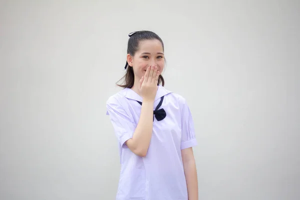 asia thai Junior high school student uniform beautiful girl silently