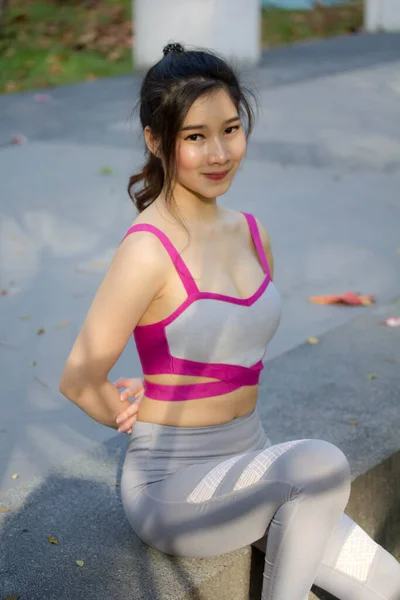 Erwachsene Asiatisch Thai Hübsch Mädchen Sportswear — Stockfoto