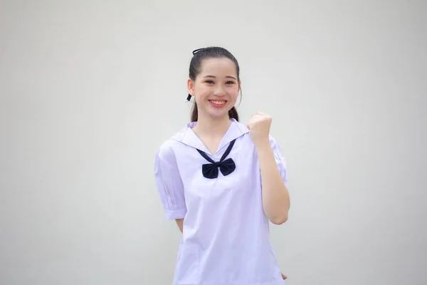 Asiatisch Thai Junior High School Student Uniform Hübsch Mädchen Ausgezeichnet — Stockfoto