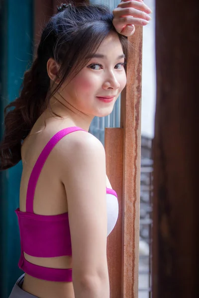 Adult Asia Thai Beautiful Girl Sportswear — Stock Photo, Image