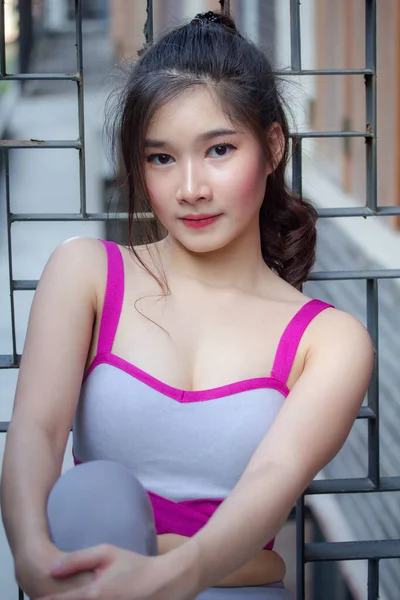 Adult Asia Thai Beautiful Girl Sportswear — Stock Photo, Image