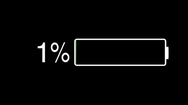 Minimalistic Display Charge Battery Indicator Showing Increasing Battery Charge Zero — Stock Video
