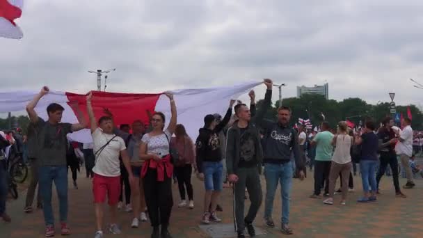 Minsk Belarus Aug 2020 Peaceful Protest Minsk Government Rally Those — Stock Video