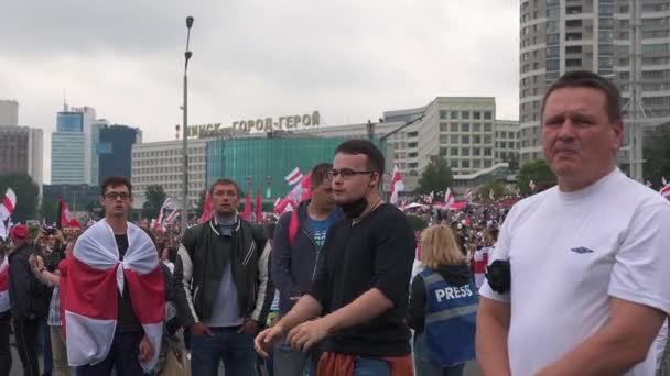 白俄罗斯明斯克 2020年8月23日 明斯克和平抗议 不同意总统选举结果的人举行反政府集会 — 图库视频影像