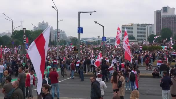 Minsk Belarús Agosto 2020 Protesta Pacífica Minsk Manifestación Antigubernamental Quienes — Vídeo de stock