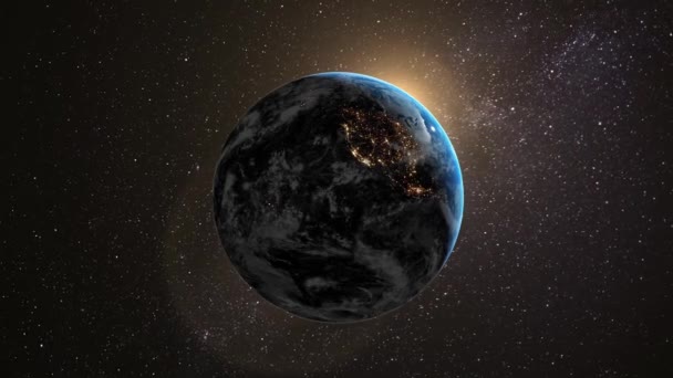Güneşin Doğduğu Kuzey Amerika Nın Uzaydan Görünüşü Bilgisayar Animasyonu Dünya — Stok video