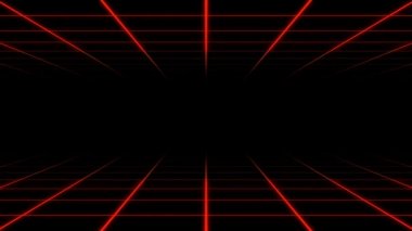 Soyut retro arka planda uçmak, kusursuz döngü animasyonu. Sonsuz tünel turuncu neo ışıltılı, ortası boş.