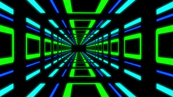 Flying Futuristic Neon Tunnel Seamless Loop Animation — Stock Video