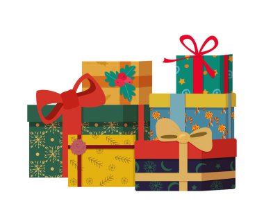 Güzel Noel hediye kutuları yığın 