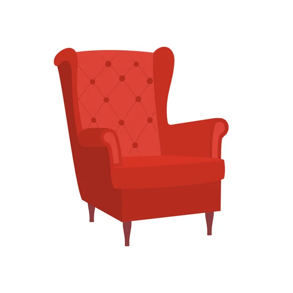 Vintage Red Armchair Legs White Background — Stock Vector