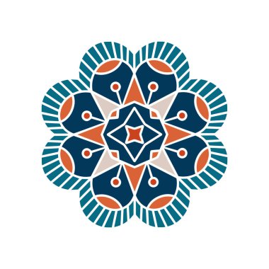 Yuvarlak renkli mandala çiçeği. Logo, web tasarımı, ikon. Vektör illüstrasyonu