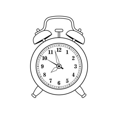 Alarm saati eski usul. Simge analog saati. Zaman yönetimi sembolü, saat, dakika ve ikinci okla kronometre. Basit düz vektör çizimi