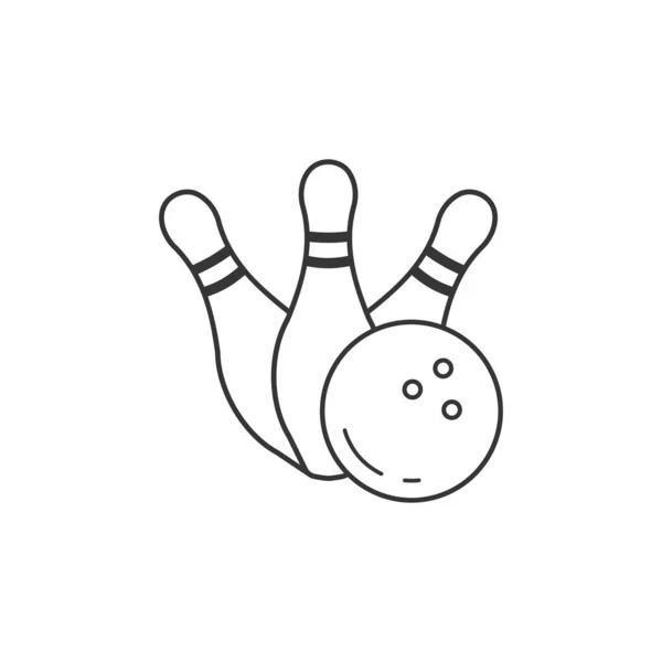 Simple Icône Contour Quilles Bowling Avec Boule — Image vectorielle