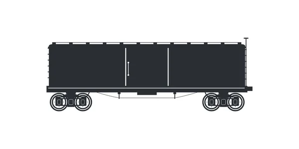 Silhouette Vintage Wagon Container Train — Stock Vector