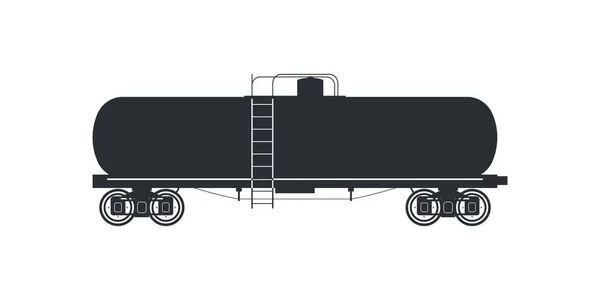 Treno Serbatoio Cisterna Carro Silhouette — Vettoriale Stock