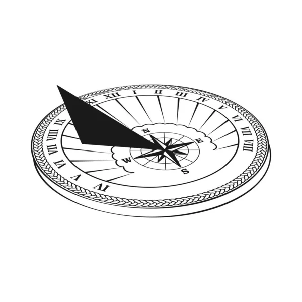 Czarny Zegar Słoneczny Perspektywie Zegar Słoneczny — Wektor stockowy