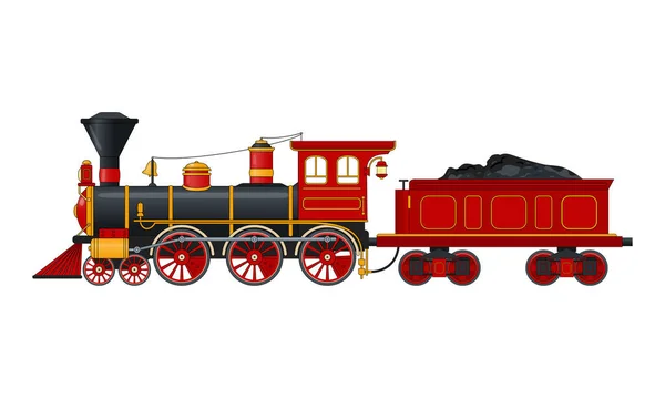 Locomotora Vapor Vintage Estilo Retro — Vector de stock