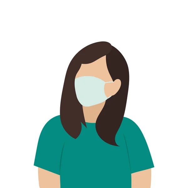 Chica Con Máscara Protección Médica Vida Sana Medicina Protección Epidemia — Vector de stock