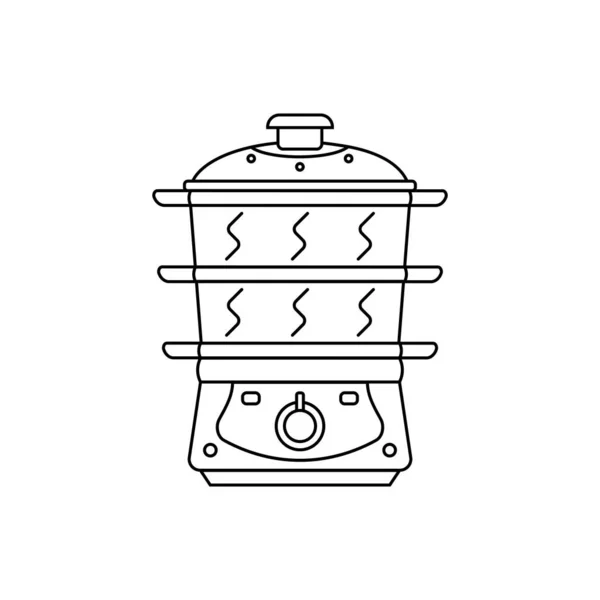 Skizzieren Sie Einfache Symbol Elektrischen Dampfgarer Vektorabbildung Auf Weißem Hintergrund — Stockvektor
