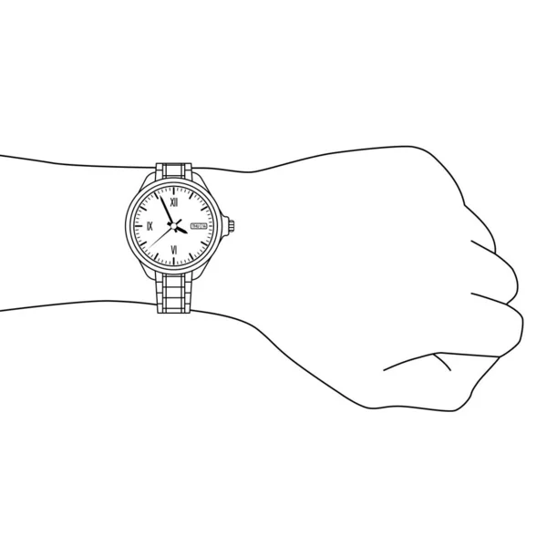 Décrivez Classique Élégant Montre Bracelet Homme Sur Place Illustration Vectorielle — Image vectorielle