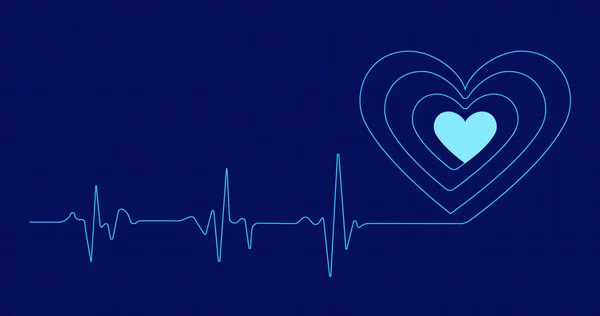 Neon Cardiogram Van Hartslag Transformeert Hartvorm Vectorillustratie — Stockvector